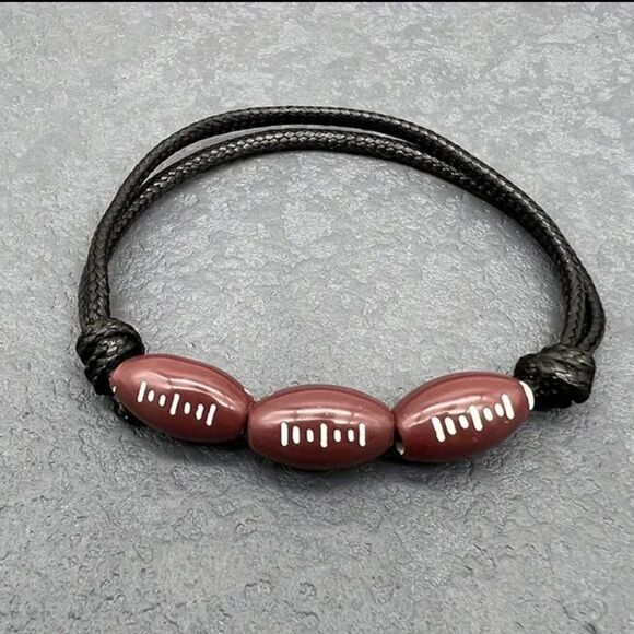 Unisex kids' football adjustable charm bracelet - Picture 4 of 5